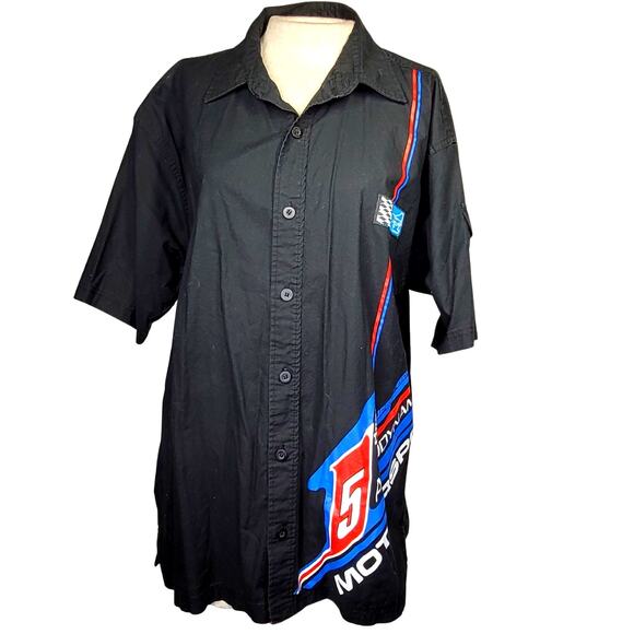 Motorsports Black Button Down Shirt Large - Picture 1 of 4